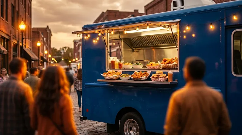 Customers lining up at a food truck window, How to Start a Food Truck Business in Arkansas