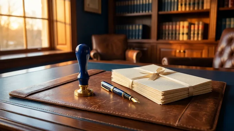 Embossing seal, pen and documents on a desk, Arkansas Occupational Licensing Guide